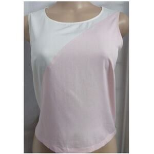 "BANANA REPUBLIC" PINK/ IVORY CROP SIDE ZIPPER SHIRT BLOUSE TOP Small